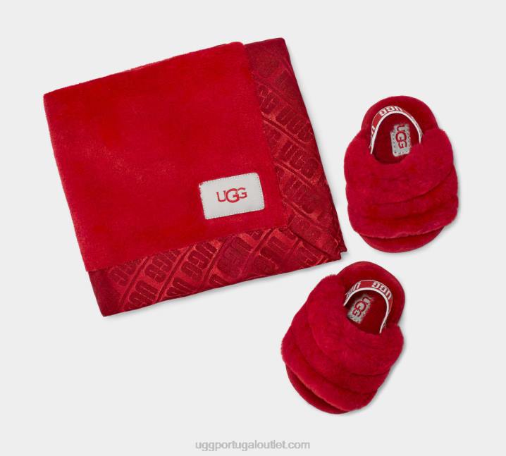 samba vermelho fluff sim slide e lovey UGG 20TJ2217 bebê