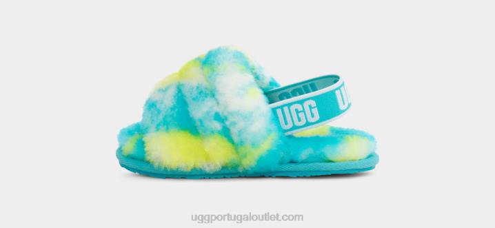 oásis azul/enxofre fluff sim deslizar mármore UGG 20TJ1998 crianças
