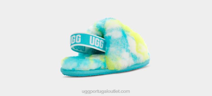 oásis azul/enxofre fluff sim deslizar mármore UGG 20TJ1998 crianças