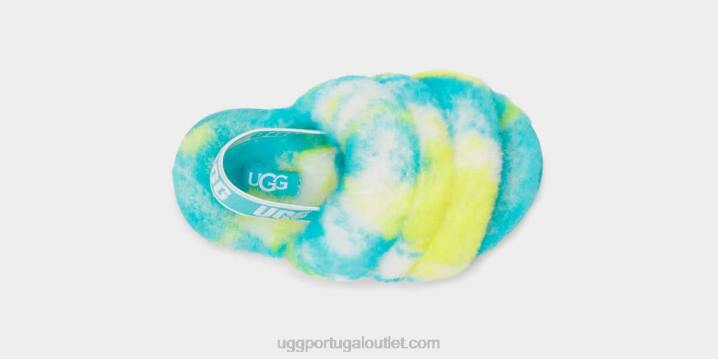 oásis azul/enxofre fluff sim deslizar mármore UGG 20TJ1998 crianças