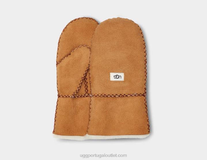 castanha luva de pele de carneiro com ponto UGG 20TJ1792 crianças