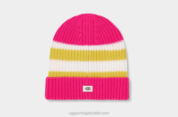 rosa neon multi conjunto gorro e luva color block UGG 20TJ1764 crianças
