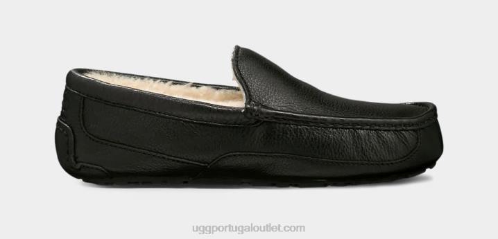 preto chinelo de couro ascot UGG 20TJ1539 homens