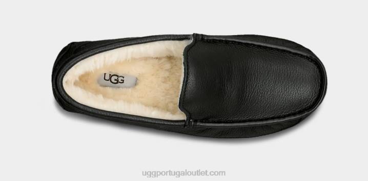 preto chinelo de couro ascot UGG 20TJ1539 homens