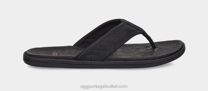 preto chinelos de couro à beira-mar UGG 20TJ1550 homens