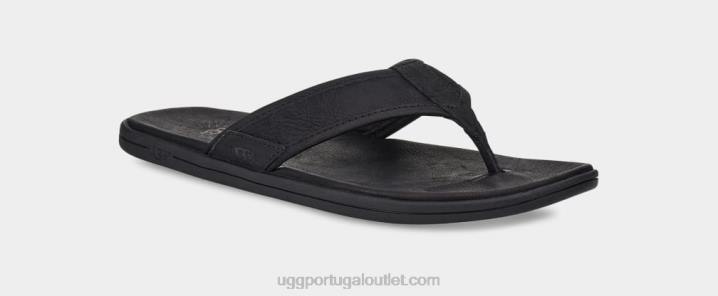 preto chinelos de couro à beira-mar UGG 20TJ1550 homens