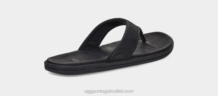 preto chinelos de couro à beira-mar UGG 20TJ1550 homens