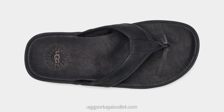 preto chinelos de couro à beira-mar UGG 20TJ1550 homens