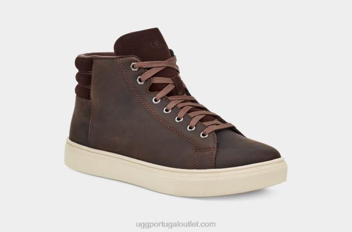 couro pardo Baysider tempo alto UGG 20TJ2298 homens