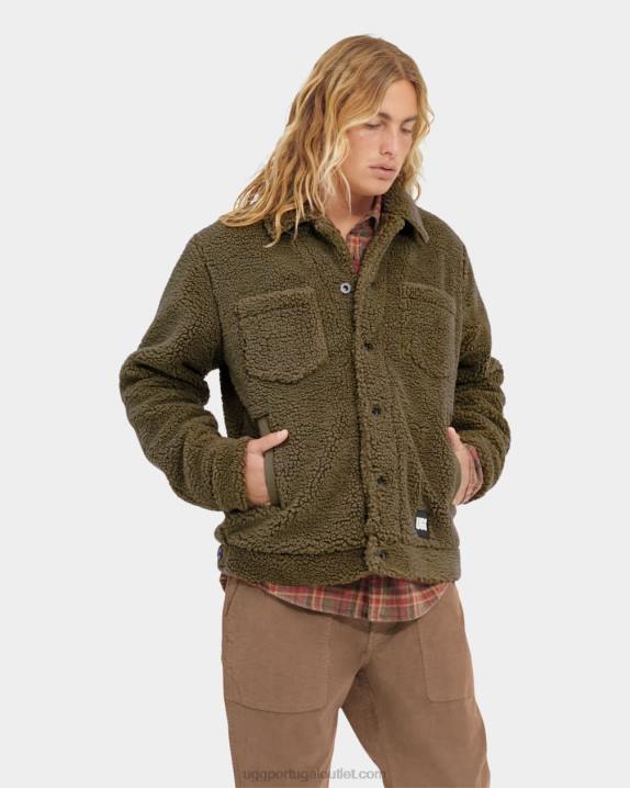 azeitona queimada Jaqueta Trucker Janson Sherpa UGG 20TJ1885 homens