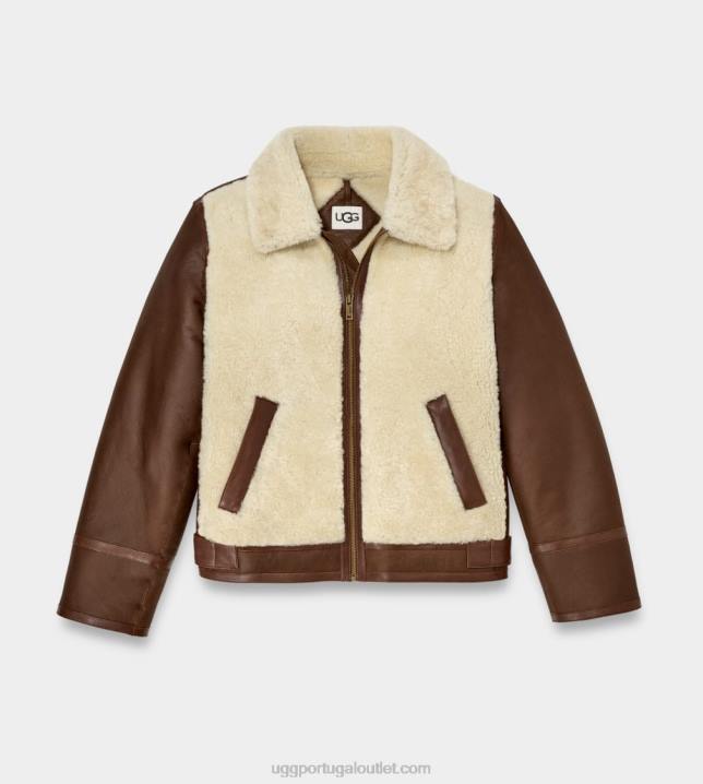 castanha escura jaqueta de pele de carneiro kaz UGG 20TJ274 homens