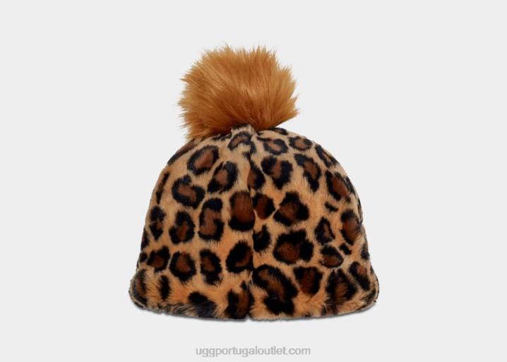 manchado natural gorro de pele sintética com pom UGG 20TJ1215 mulheres