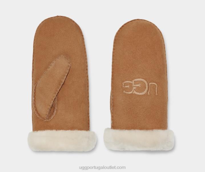 castanha luva de bordar shearling UGG 20TJ1369 mulheres