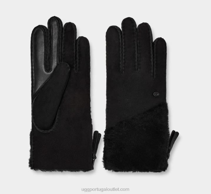 preto luva de pele de carneiro com fecho de correr UGG 20TJ144 mulheres