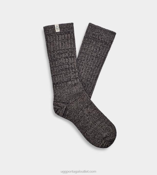 cinzento Preto meia canoa slouchy em malha canelada UGG 20TJ2107 mulheres