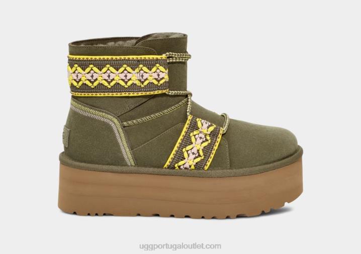 azeitona queimada plataforma de trança clássica mini ii UGG 20TJ2135 mulheres