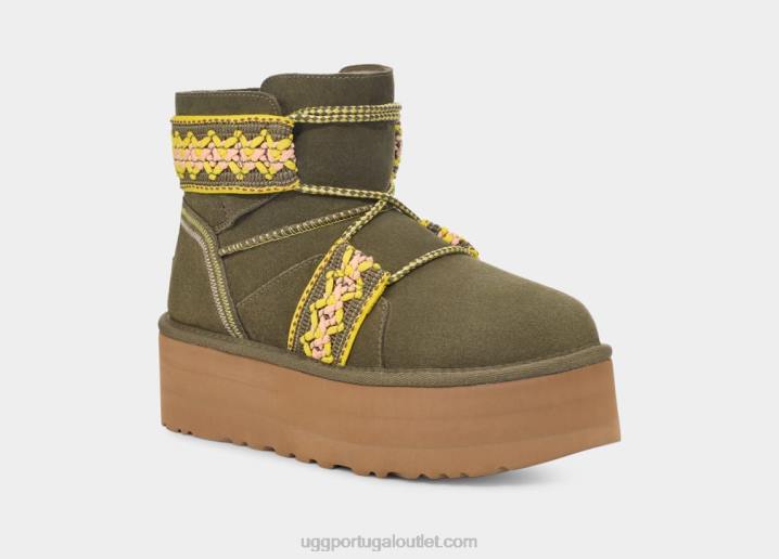 azeitona queimada plataforma de trança clássica mini ii UGG 20TJ2135 mulheres