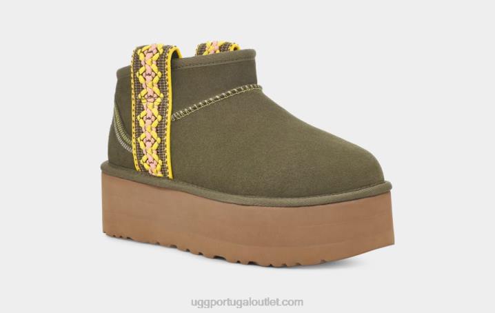 azeitona queimada plataforma ultra mini trança clássica UGG 20TJ658 mulheres