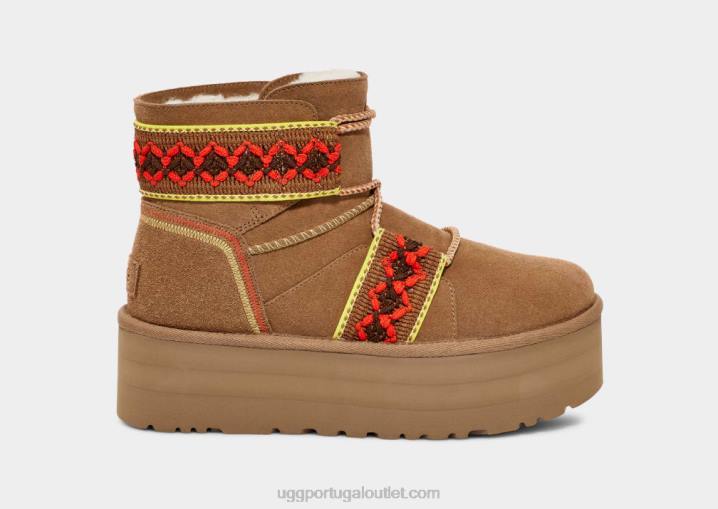 castanha plataforma de trança clássica mini ii UGG 20TJ2134 mulheres