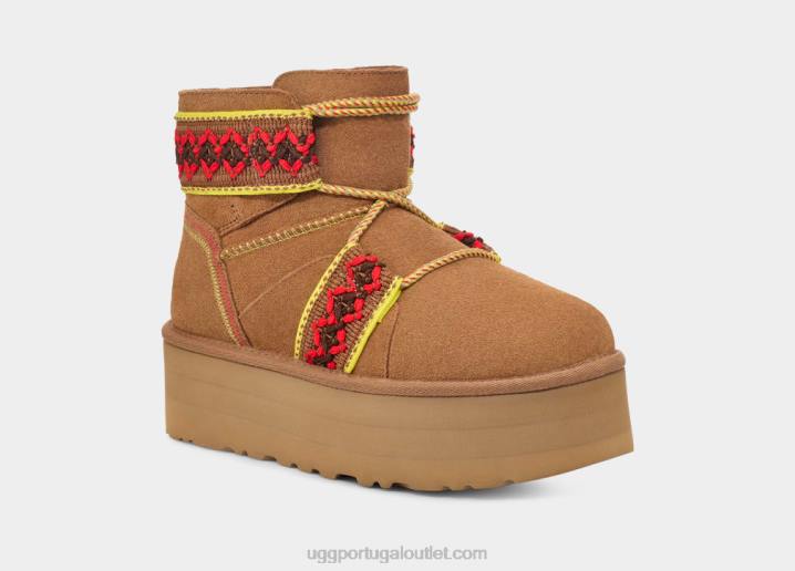castanha plataforma de trança clássica mini ii UGG 20TJ2134 mulheres