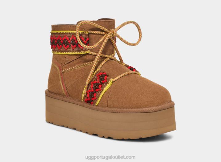 castanha plataforma de trança clássica mini ii UGG 20TJ2134 mulheres