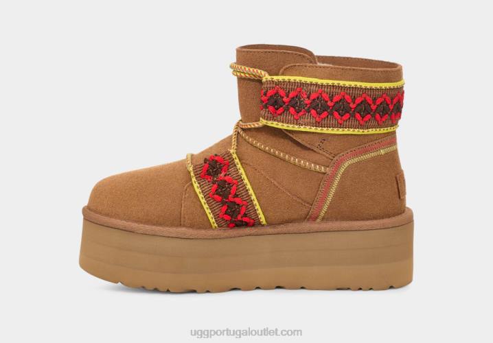 castanha plataforma de trança clássica mini ii UGG 20TJ2134 mulheres