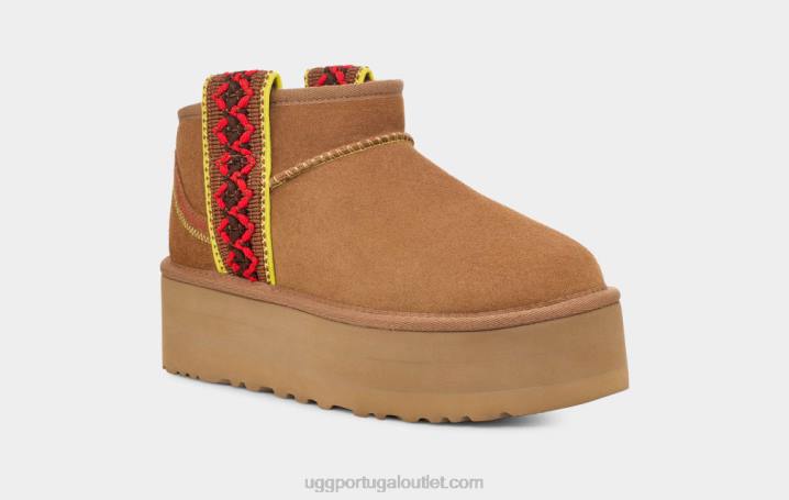castanha plataforma ultra mini trança clássica UGG 20TJ656 mulheres
