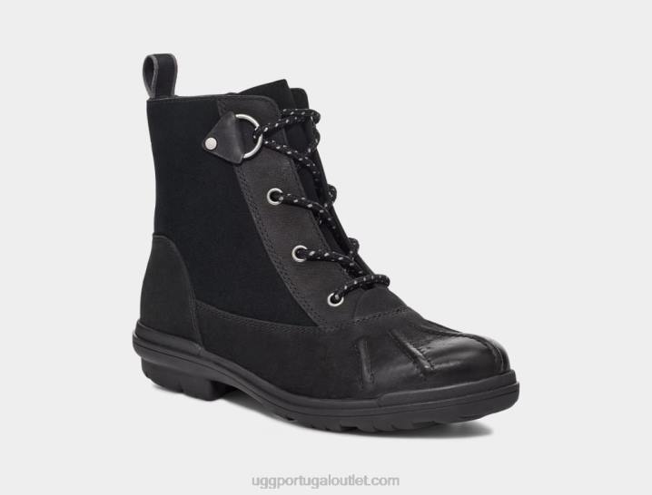 couro preto pato Habsburgo UGG 20TJ735 mulheres