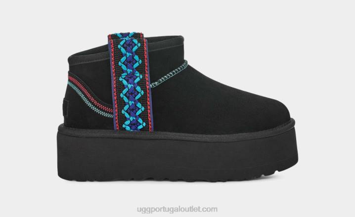 preto plataforma ultra mini trança clássica UGG 20TJ657 mulheres