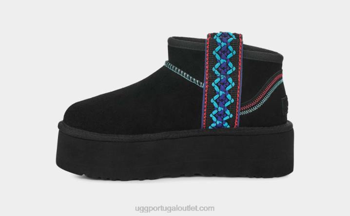 preto plataforma ultra mini trança clássica UGG 20TJ657 mulheres