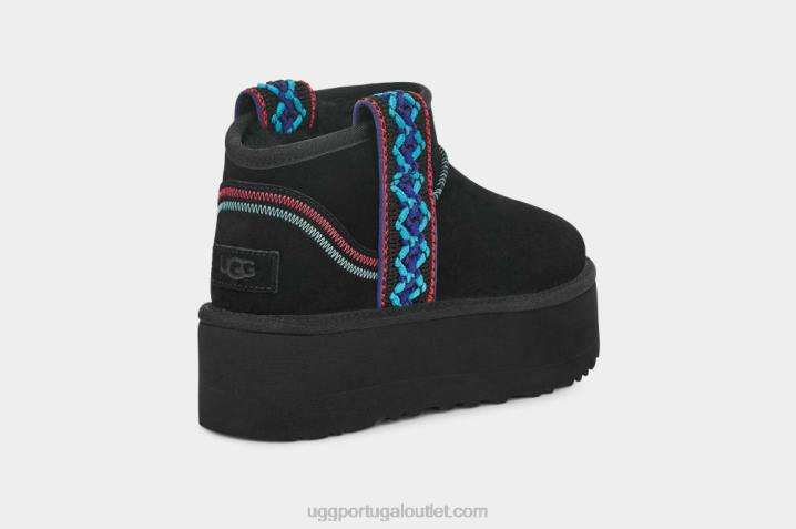 preto plataforma ultra mini trança clássica UGG 20TJ657 mulheres
