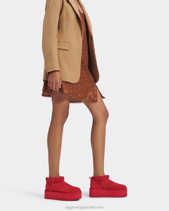 samba vermelho plataforma ultra mini clássica UGG 20TJ587 mulheres