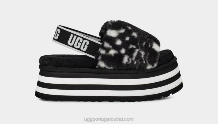 Preto branco slide de cheques de discoteca UGG 20TJ51 mulheres