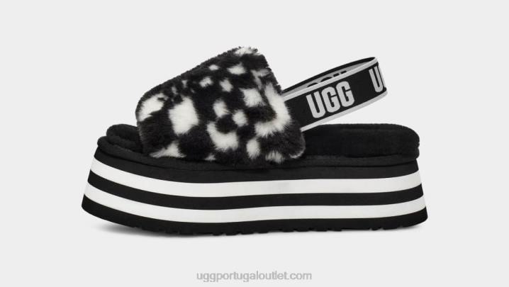 Preto branco slide de cheques de discoteca UGG 20TJ51 mulheres