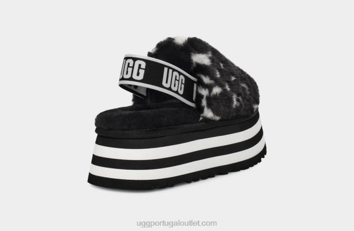 Preto branco slide de cheques de discoteca UGG 20TJ51 mulheres