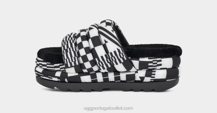 Preto branco slide de cheques maxi UGG 20TJ59 mulheres