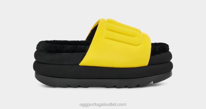 canário/preto maxi slide gráfico UGG 20TJ757 mulheres