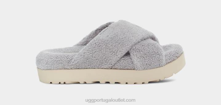 cinza metálico fuzz sugar terry cross slide UGG 20TJ822 mulheres