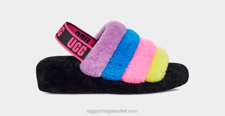 preto/rosa caramelo multi fluff sim listras deslizantes UGG 20TJ846 mulheres