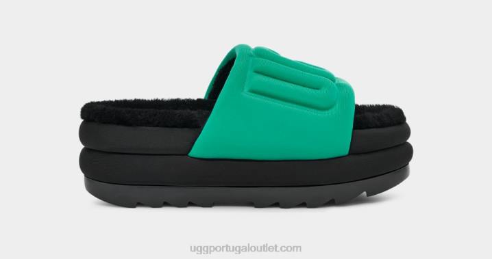 verde esmeralda/preto maxi slide gráfico UGG 20TJ758 mulheres