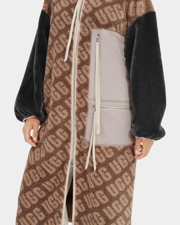 logotipo da tartaruga casaco longo marlene sherpa UGG 20TJ1337 mulheres