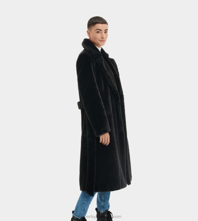 tinta preta lucinda casaco longo de pele falsa UGG 20TJ1190 mulheres