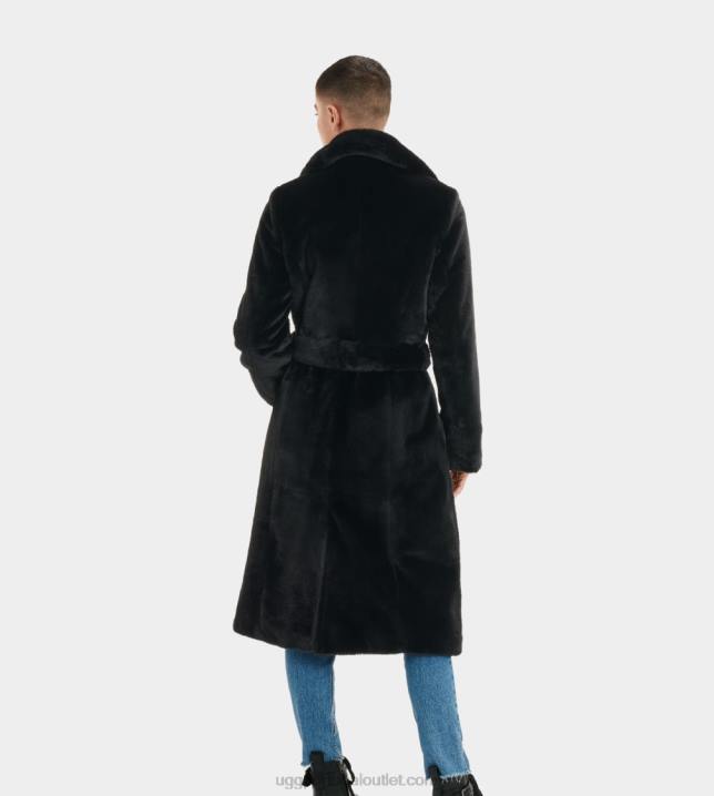 tinta preta lucinda casaco longo de pele falsa UGG 20TJ1190 mulheres