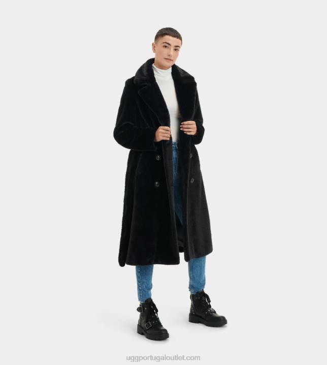 tinta preta lucinda casaco longo de pele falsa UGG 20TJ1190 mulheres