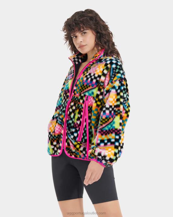 cheques múltiplos pretos marlene Jaqueta de pele fake com estampa xadrez UGG 20TJ182 mulheres