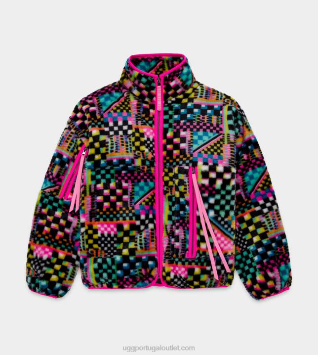 cheques múltiplos pretos marlene Jaqueta de pele fake com estampa xadrez UGG 20TJ182 mulheres