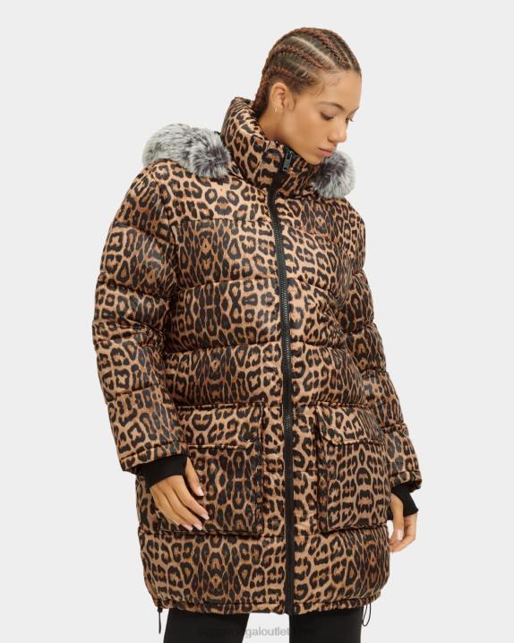 leopardo ozzy jaqueta de comprimento médio UGG 20TJ1178 mulheres