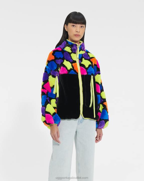 manchas pretas de festa marlene jaqueta sherpa multi UGG 20TJ181 mulheres