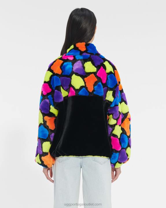 manchas pretas de festa marlene jaqueta sherpa multi UGG 20TJ181 mulheres