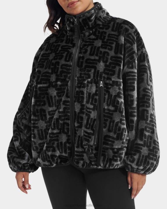monograma gráfico preto marlene jaqueta sherpa monograma UGG 20TJ152 mulheres
